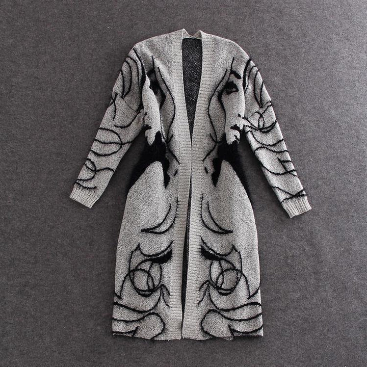 Damen Strickmantel mit elegantem Muster und lässigem Schnitt W&W Mode