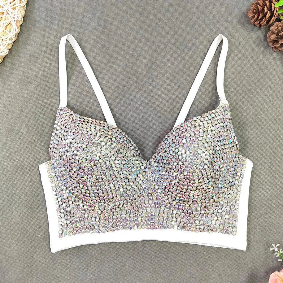 WW | Top sexy mit V-Ausschnitt im Bustier-Stil mit leichten Diamanten