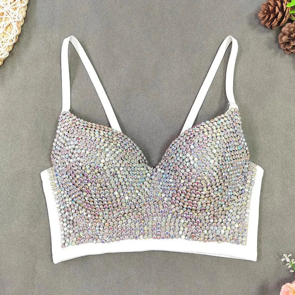 WW | Top sexy mit V-Ausschnitt im Bustier-Stil mit leichten Diamanten