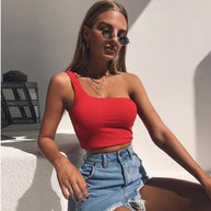 Damen Asymmetrisches Crop Top mit breitem Träger W&W