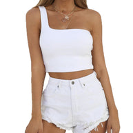 Damen Asymmetrisches Crop Top mit breitem Träger W&W