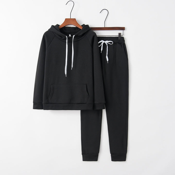 Damen lässiges Sportanzug-Set mit Kapuze und Kängurutasche W&W Mode