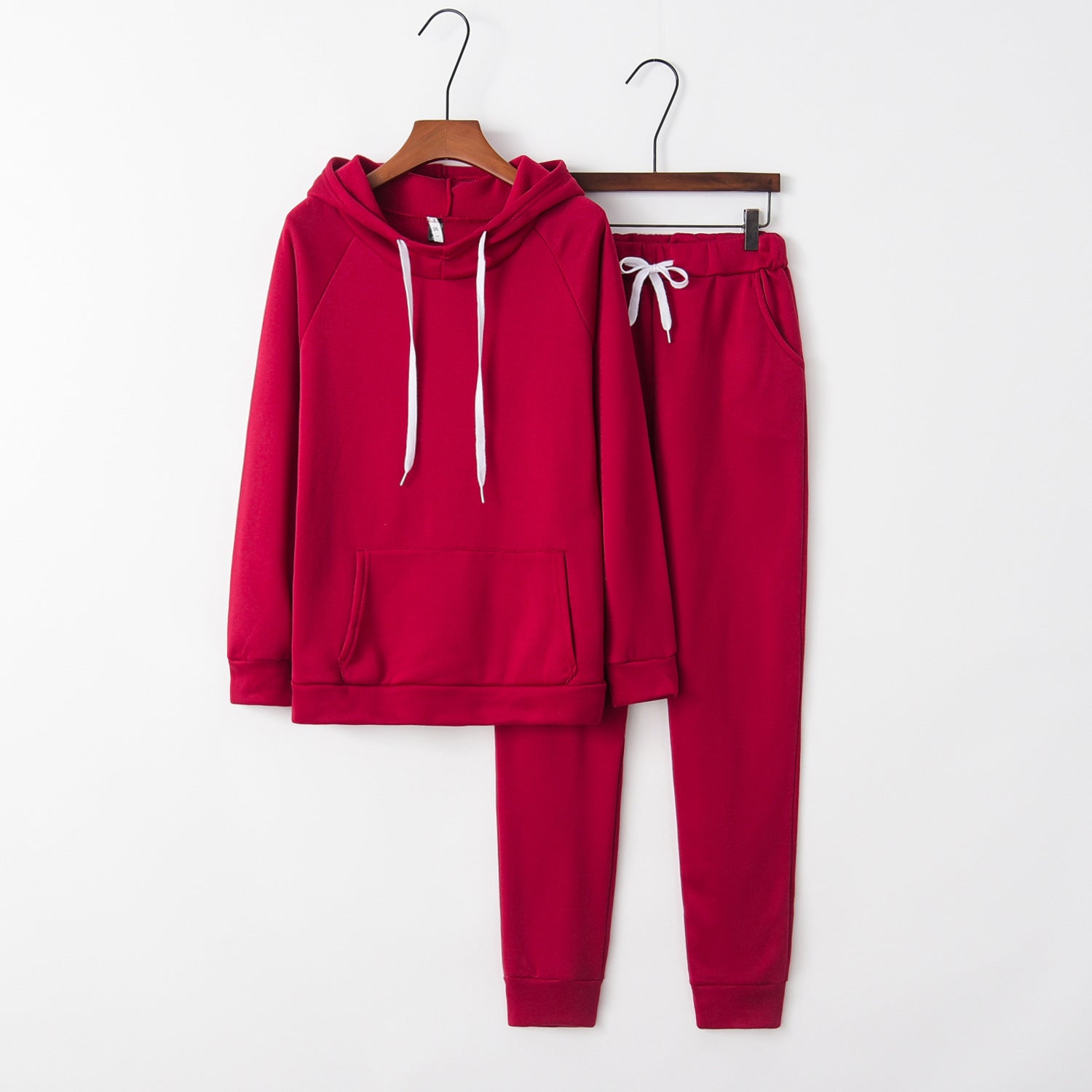 Damen lässiges Sportanzug-Set mit Kapuze und Kängurutasche WW