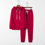Damen lässiges Sportanzug-Set mit Kapuze und Kängurutasche WW