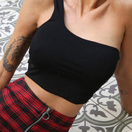 Damen Asymmetrisches Crop Top mit breitem Träger W&W