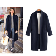 Damen elegante Langjacke mit lässigem Kragen und praktischen Taschen WW
