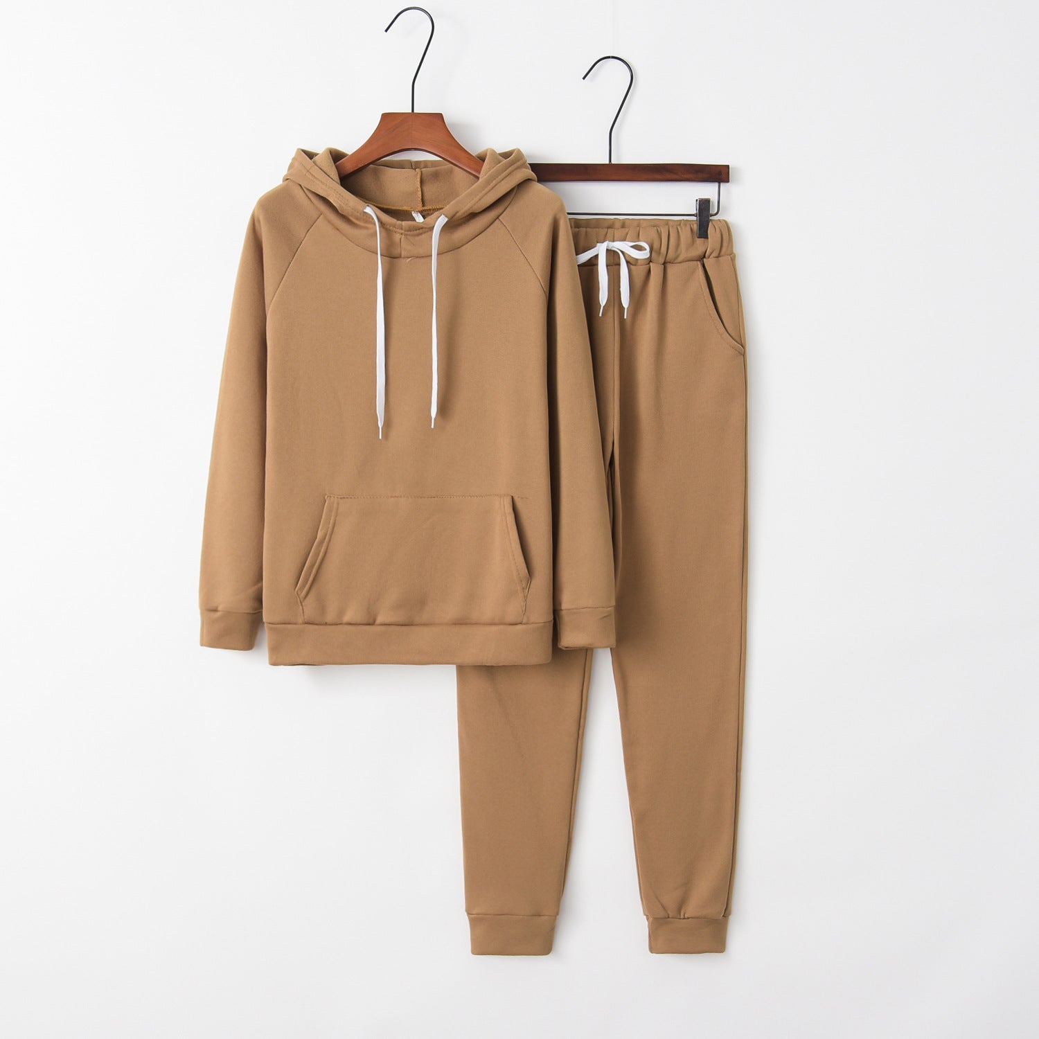 Damen lässiges Sportanzug-Set mit Kapuze und Kängurutasche WW