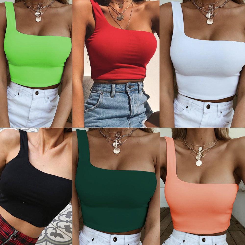 Damen Asymmetrisches Crop Top mit breitem Träger W&W Mode