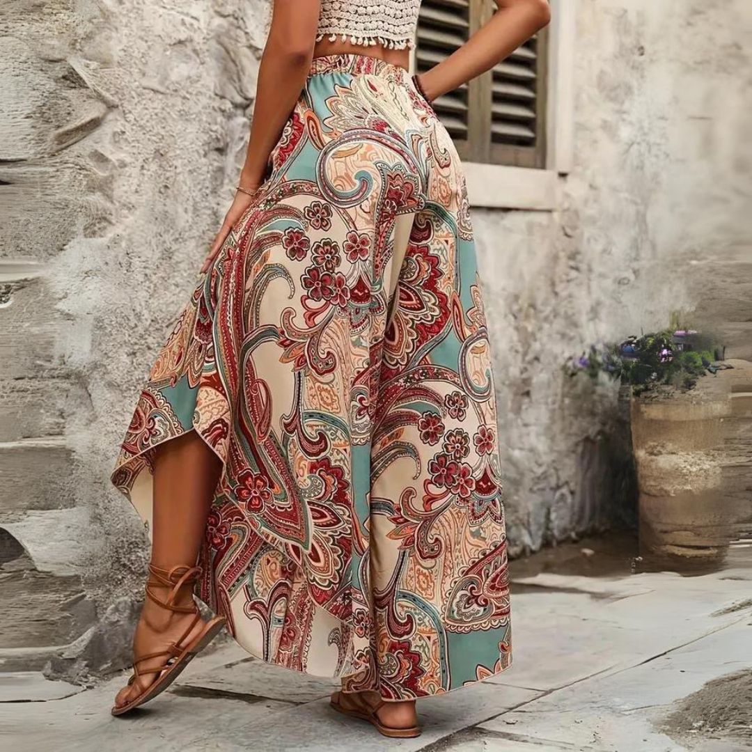 WW | Boho Paisley-Hose mit weitem Bein