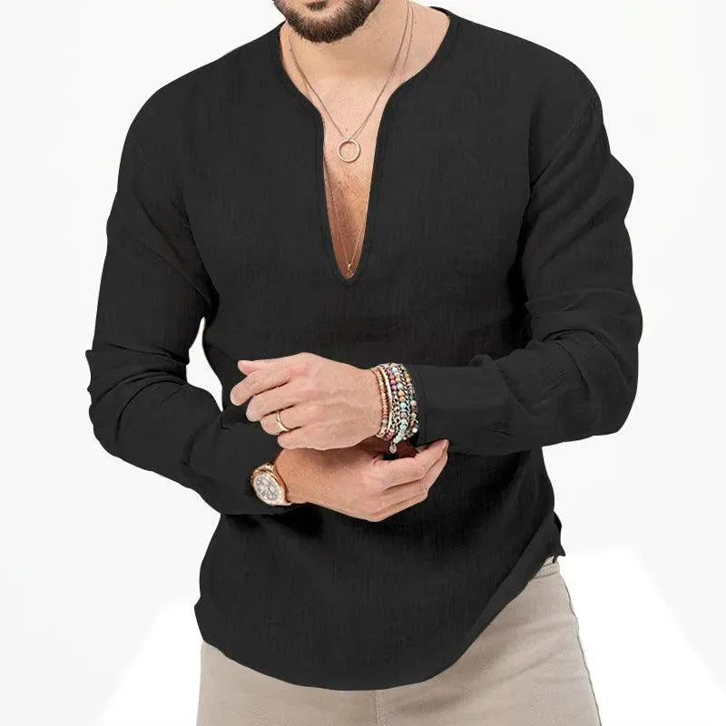 WW | Herren Leinen Langarmhemd