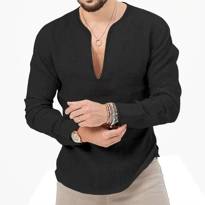 W&W Mode | Herren Leinen Langarmhemd