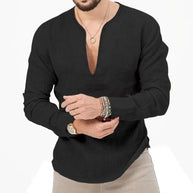 WW | Herren Leinen Langarmhemd