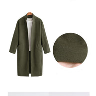 Damen elegante Langjacke mit lässigem Kragen und praktischen Taschen WW