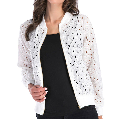 Damen luftige Blousonjacke mit stilvollem Lochmuster W&W Mode