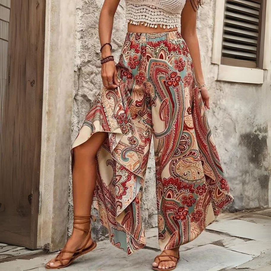 WW | Boho Paisley-Hose mit weitem Bein