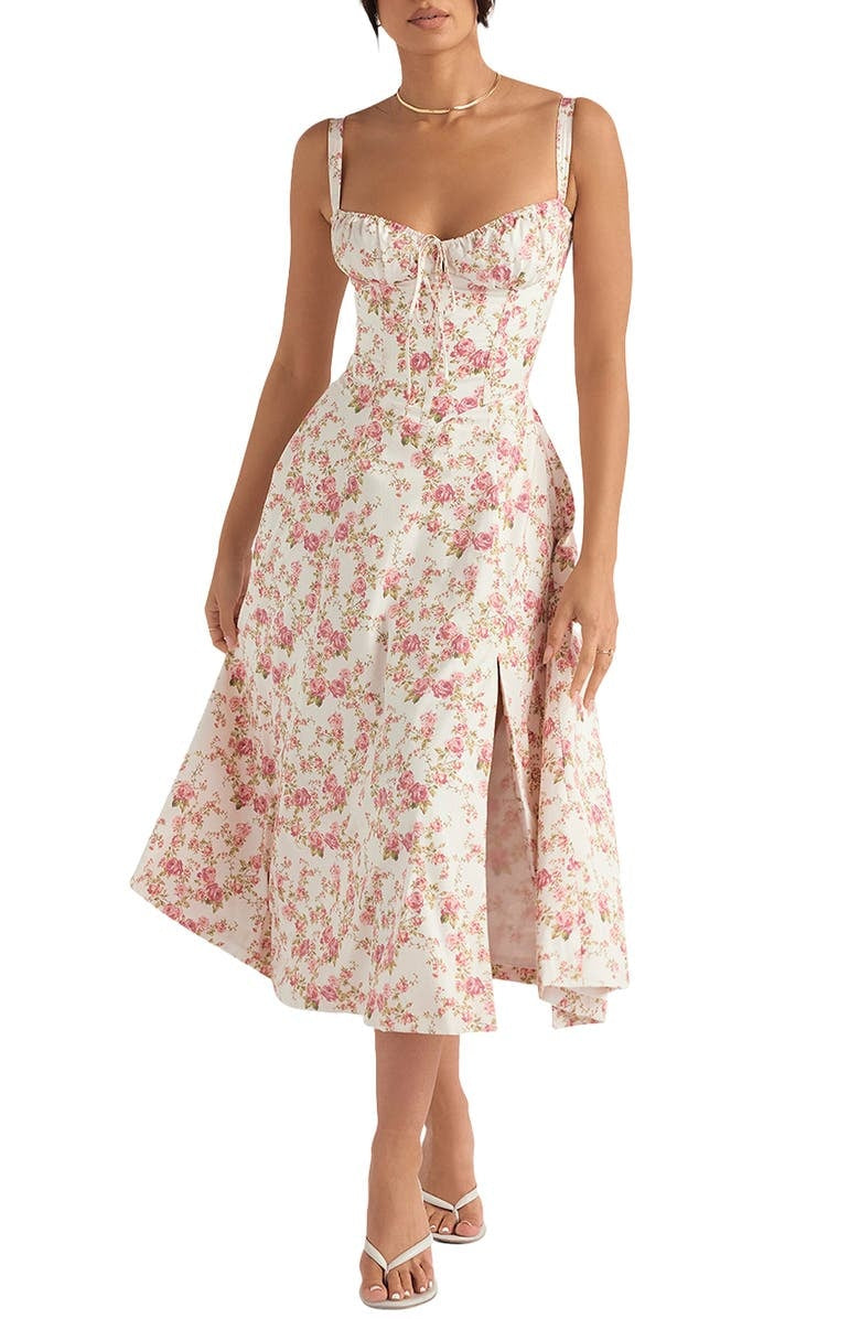 Geblümtes Bustierkleid mit taillenbetontem Schnitt