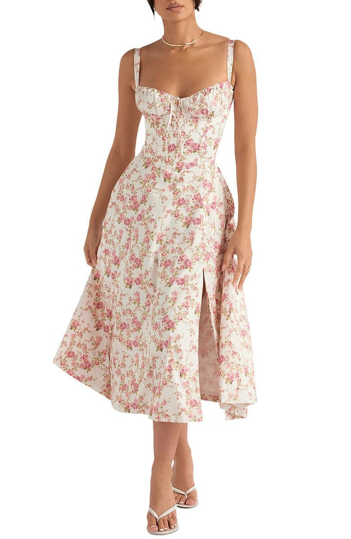 Geblümtes Bustierkleid mit taillenbetontem Schnitt