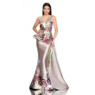 Damen Elegantes Maxikleid mit floralen Applikationen und asymmetrischem Saum WW