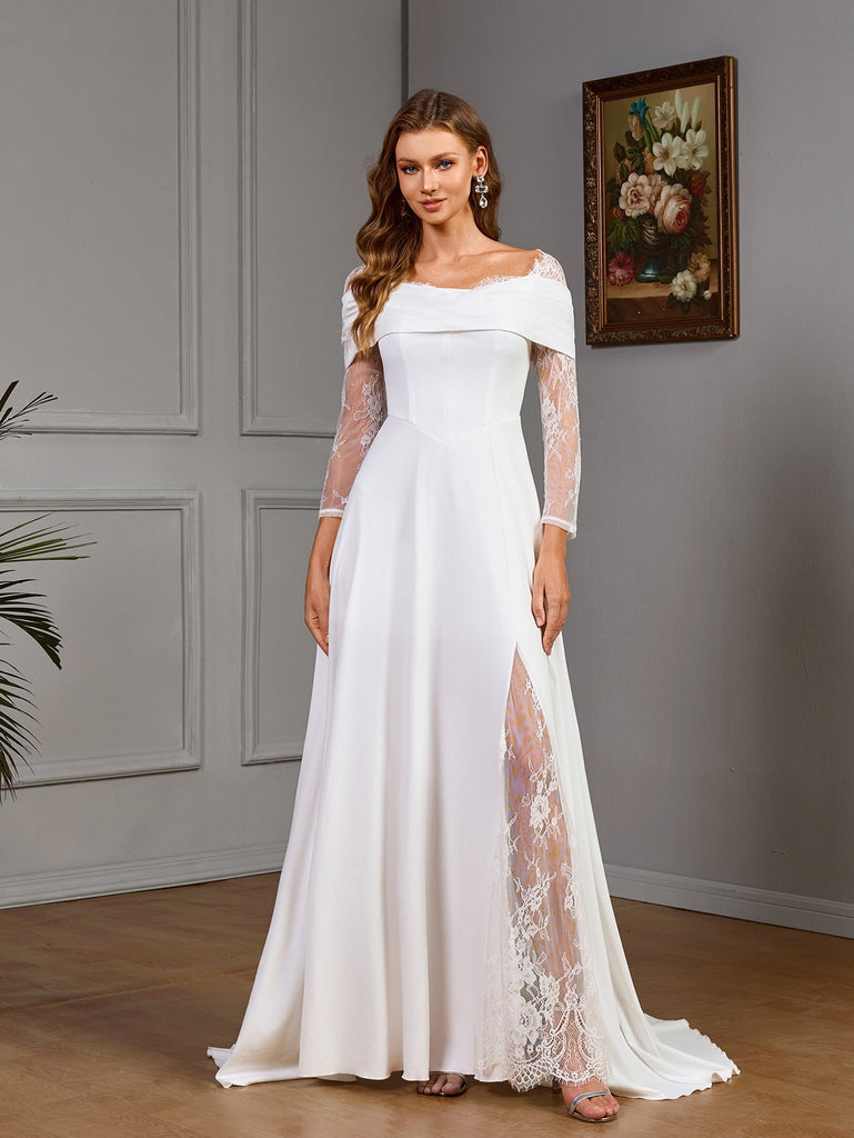 WW | Frauen Kleidung Bandeau Slim Fit Hochzeitskleid Einfarbig Schlitz Maxi Kleid