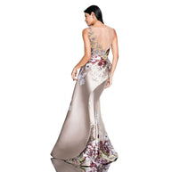 Damen Elegantes Maxikleid mit floralen Applikationen und asymmetrischem Saum WW