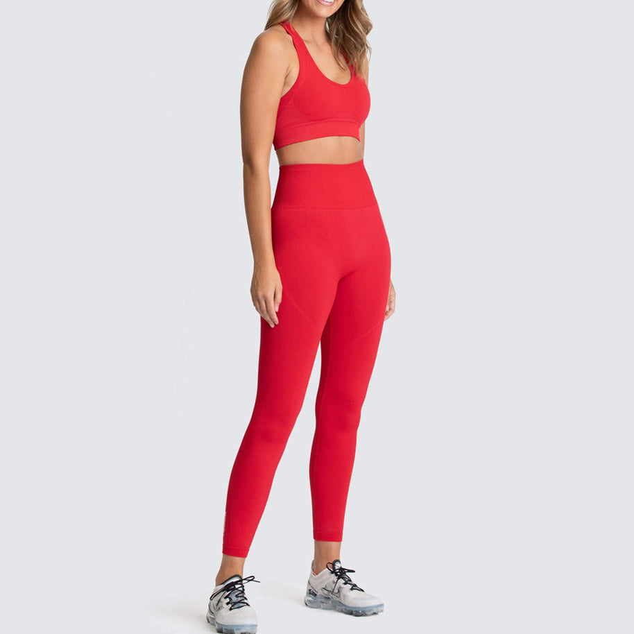 Damen Sport-BH und Hochbund-Leggings Set mit atmungsaktiver und figurformender Eigenschaft WW