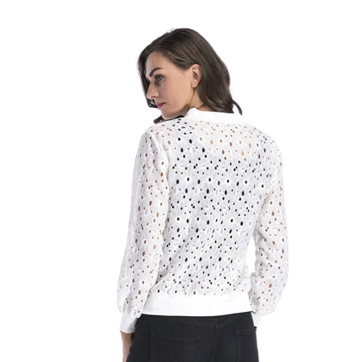 Damen luftige Blousonjacke mit stilvollem Lochmuster W&W Mode