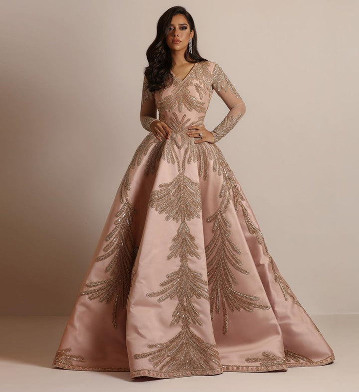 Damen Glamouröses Ballkleid mit feiner Paillettenverzierung und langem Schnitt W&W Mode
