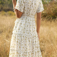 WW | Sommer Blumenmuster Rüschen Boho Maxi Kleid