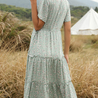 WW | Sommer Blumenmuster Rüschen Boho Maxi Kleid