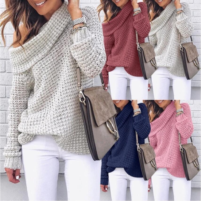 Damen Strickpullover mit schulterfreiem Design und strukturierter Textur WW
