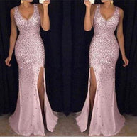 WW | Schlitz Pailletten Abend Maxi Kleid
