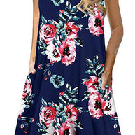 Damen ärmelloses Blumen-Minikleid mit praktischen Eingrifftaschen WW