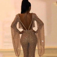 WW | Sexy Langarm Rückenfreier Jumpsuit & Taillenausschnitt Hose