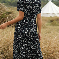 WW | Sommer Blumenmuster Rüschen Boho Maxi Kleid