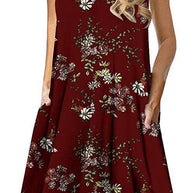 Damen ärmelloses Blumen-Minikleid mit praktischen Eingrifftaschen WW