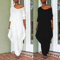 Damen Oversized Jumpsuit mit tiefem V-Ausschnitt und lässigem Schnitt WW