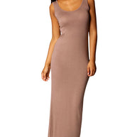 Damen Maxikleid aus weichem Jersey mit tiefem Rundhalsausschnitt WW