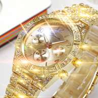 WW Quarz Armbanduhr aus Edelstahl mit Kristallen - Stilvolle Luxusuhr