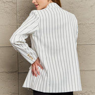 WW | Gestreifter Reverskragen Langarm Blazer