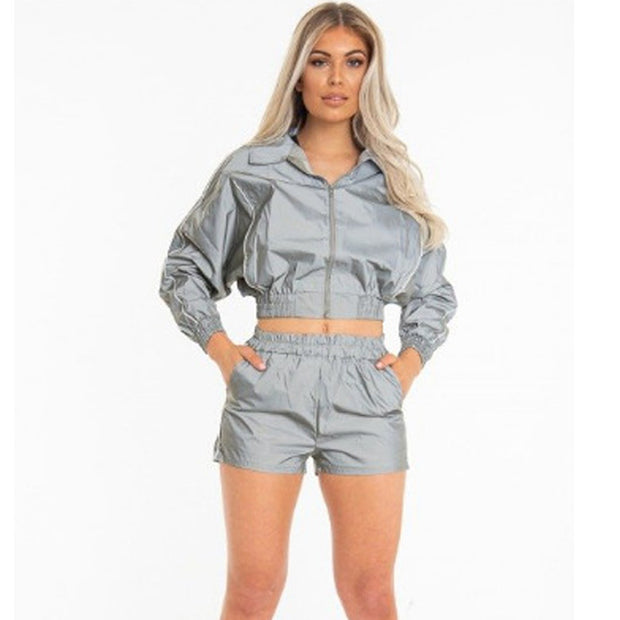 Damen Sportlicher Zweiteiler mit kurzem Oberteil und elastischem Bund WW