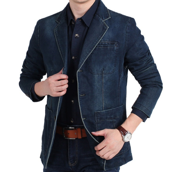 W&W Mode | Herren Denim Baumwolle Blazerjacke