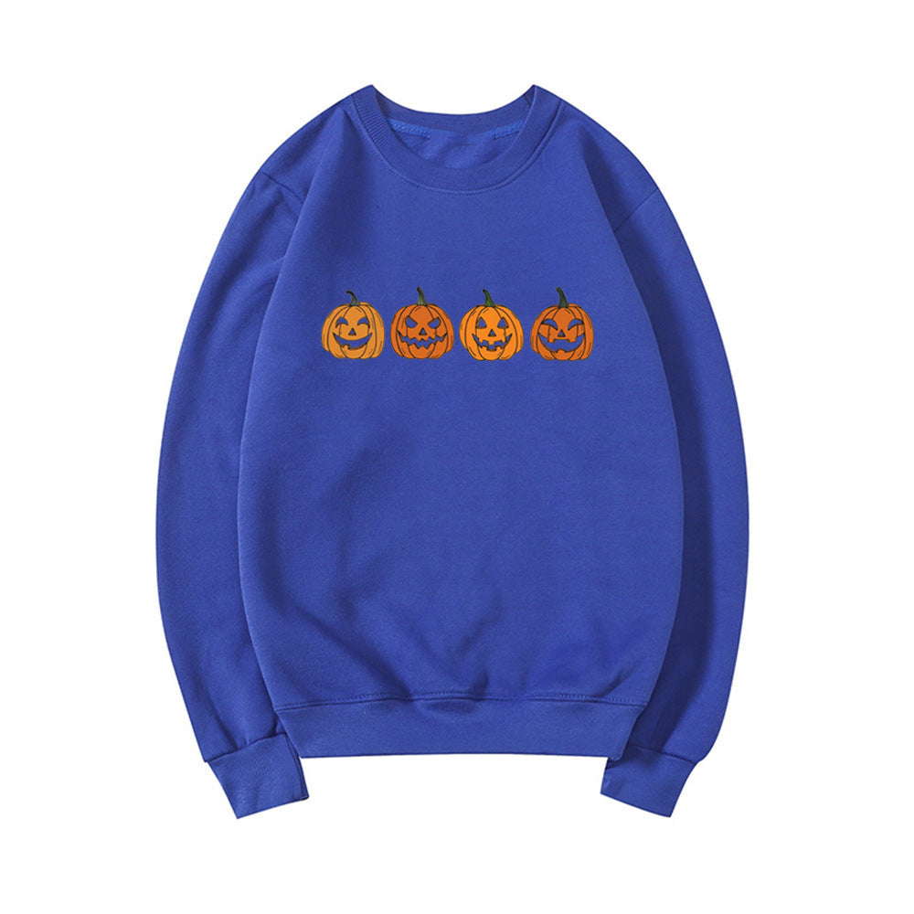 WW | Halloween Pullover Mit Rundhalsausschnitt Und Kürbismotiv Für Damen