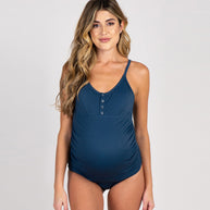 Damen Umstands-Badeanzug mit Knopfdetails WW