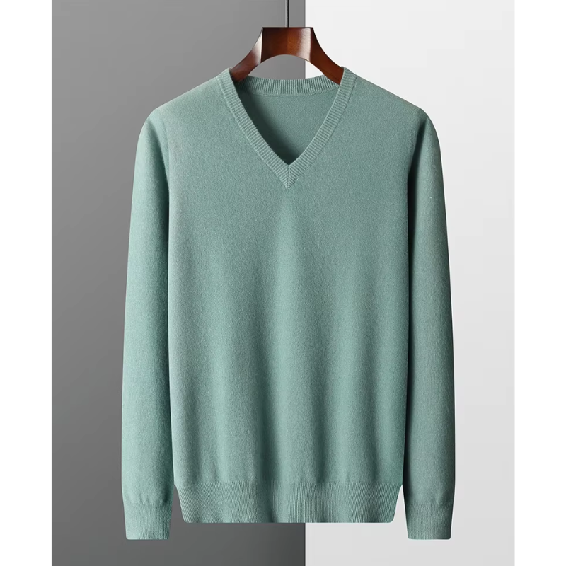 W&W Mode Herren Pullover V-Ausschnitt langarm Strick