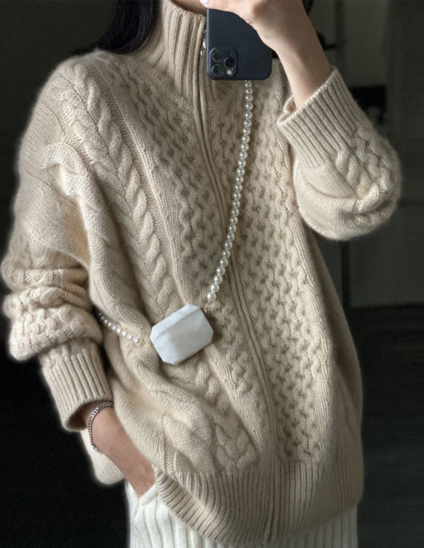 WW | Strickjacke mit hohem Halsausschnitt