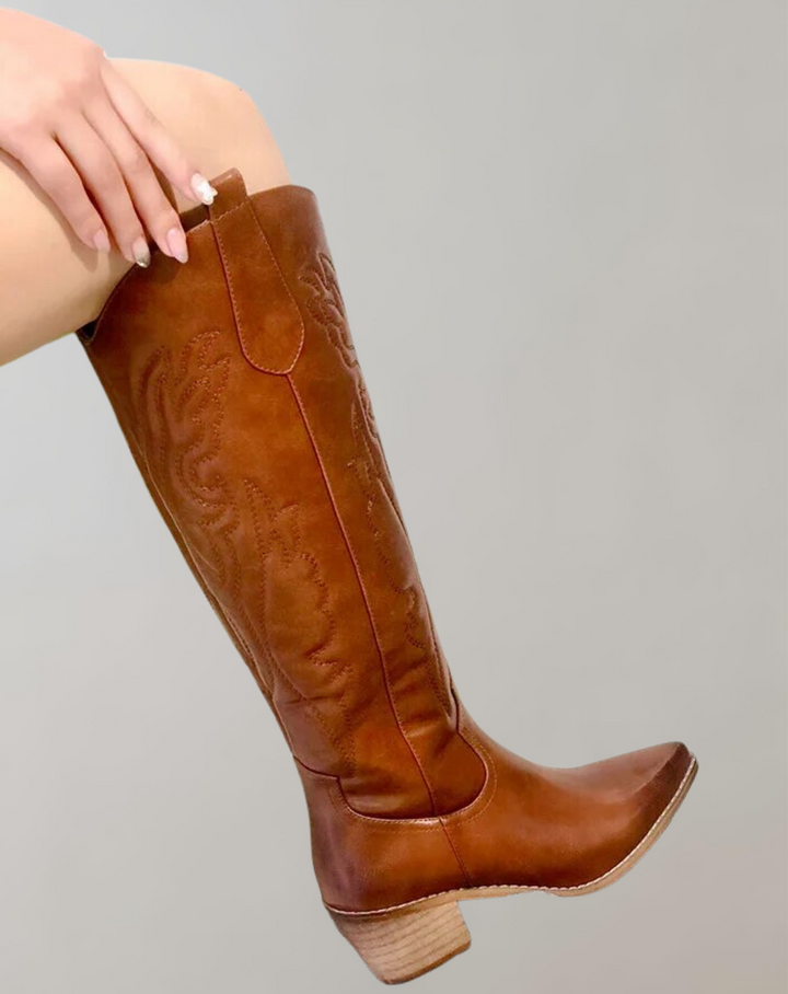 W&W Mode | Bestickte Kniehohe Westernstiefel