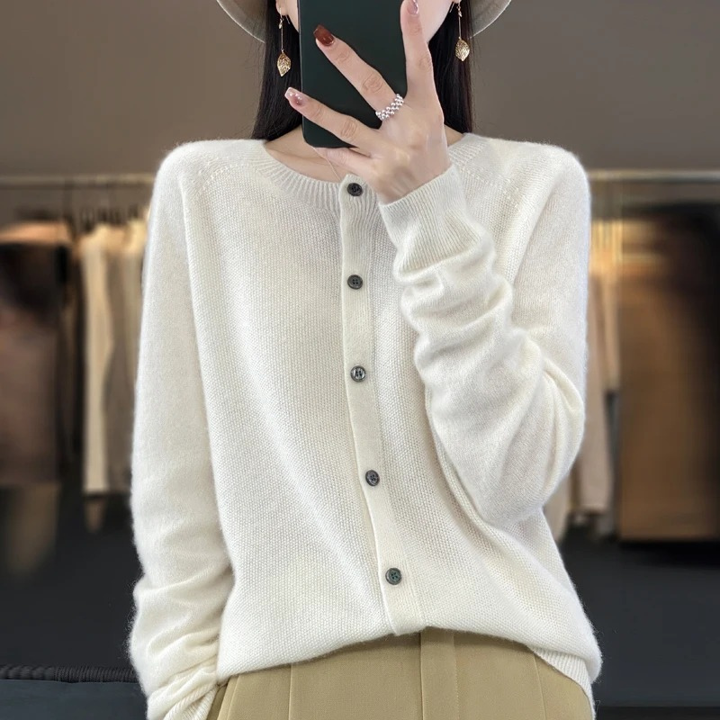 WW | Wolljacke Damen Strickjacke mit Knopfleiste, Weiches Material