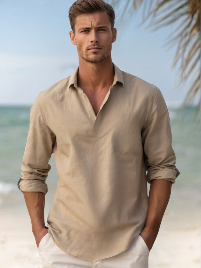 W&W Mode | Herren Stilvolles Leinenhemd Elegant Im Sommer Für Männer