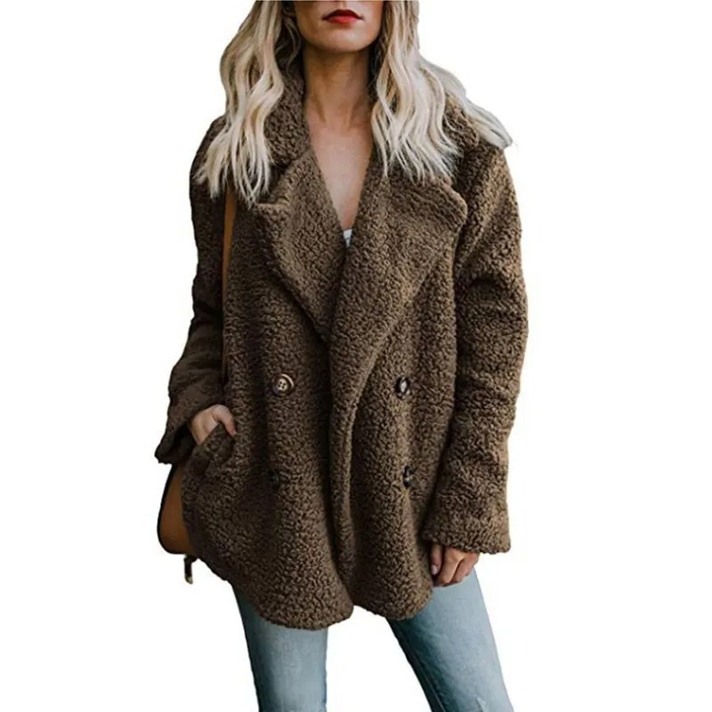 WW | Wendbare Teddyjacke Damen mit Reverskragen und Knöpfen
