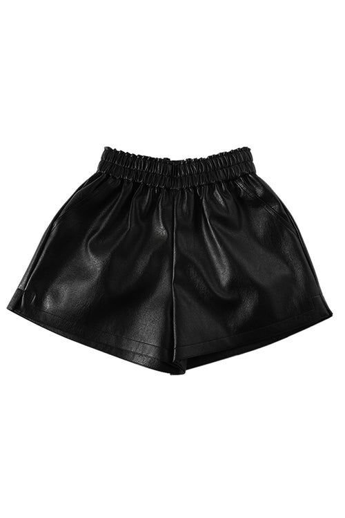 Wolff | Rosiedress Elastischer Taillenbund Mit Taschen Faux-Leder Shorts